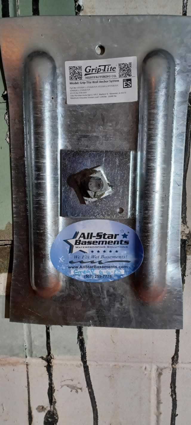 Installed Basement Wall Anchors in Red Wing, MN. All Star Basements